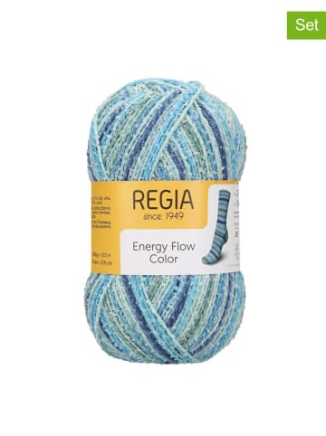 Regia 5er-Set: Mixgarne ''Energy Flow Color'' in Blau/ Hellblau/ Grün - 5x 100 g