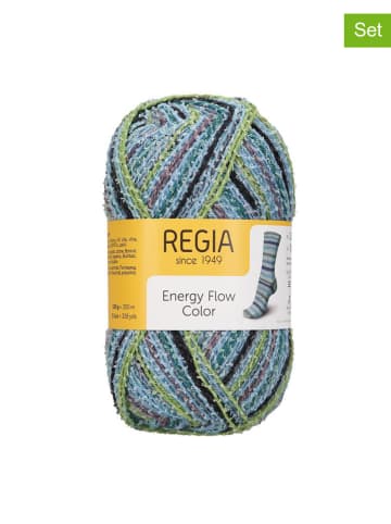 Regia 5er-Set: Mixgarne ''Energy Flow Color'' in Blau/ Hellblau/ Grün - 5x 100 g