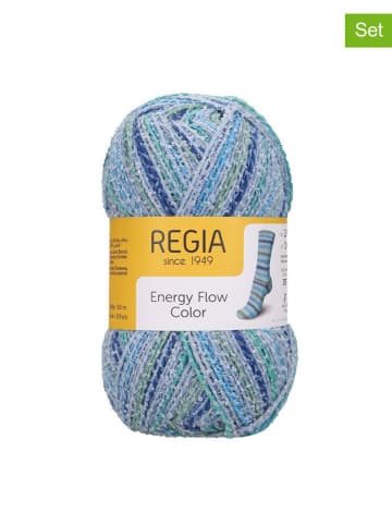 Regia 5er-Set: Mixgarne ''Energy Flow Color'' in Blau/ Hellblau/ Grün - 5x 100 g
