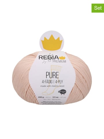 Regia Przędza wełniana (5 szt.) "Premium Pure" w kolorze kremowym - 5 x 100 g