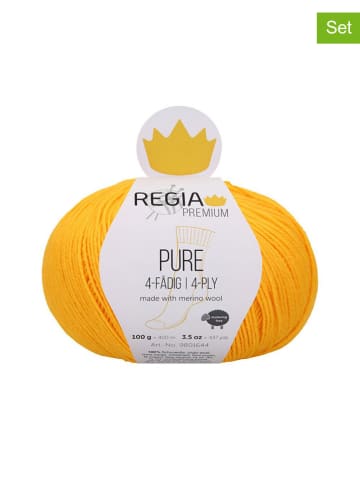 Regia 5er-Set: Wollgarne ''Premium Pure'' in Gelb - 5x 100 g