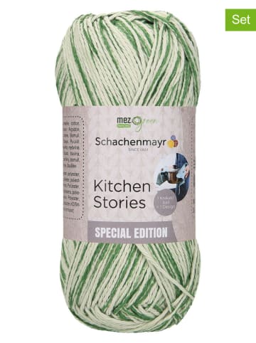 Schachenmayr since 1822 5er-Set: Baumwoll-Mixgarne ''Kitchen Stories'' in Grün/ Creme - 5 x 100 g