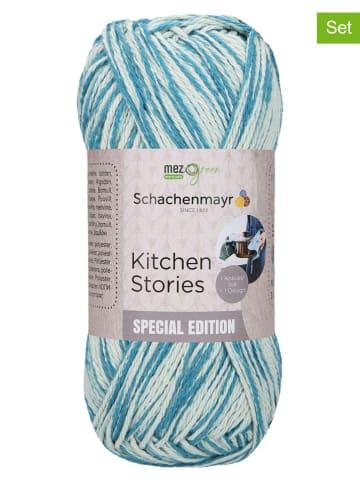 Schachenmayr since 1822 5er-Set: Baumwoll-Mixgarne ''Kitchen Stories'' in Blau/ Creme - 5 x 100 g