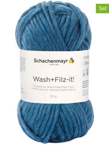 Schachenmayr since 1822 10er-Set: Wollgarne ''Wash+Filz-it'' in Blau - 10x 50 g