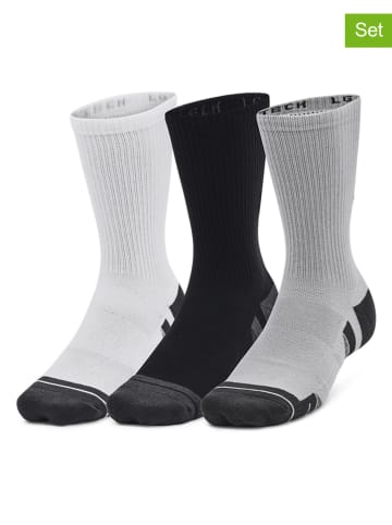 Under Armour Skarpety sportowe (3 pary) "Performance Tech" w kolorze szaro-czarno-białym