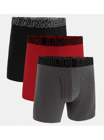 Under Armour 3-delige set: boxershorts "Performance Cotton" rood/zwart/grijs