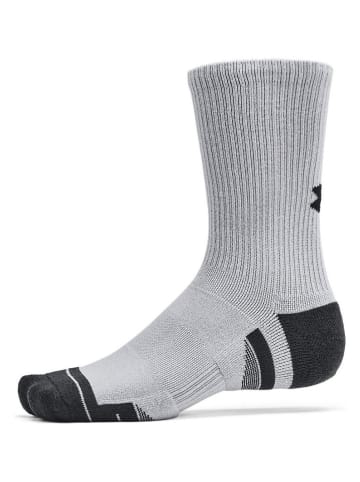 Under Armour Skarpety sportowe (3 pary) "Perf Tech" w kolorze czarnym, szarym i białym