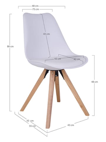 House Nordic 2-delige set: stoelen wit - (B)55 x (H)86 x (D)48 cm