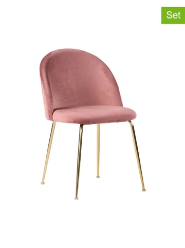 House Nordic 2-delige set: stoelen roze/goudkleurig - (B)52 x (H)78 x (D)51 cm