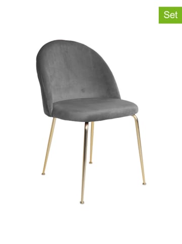 House Nordic 2-delige set: stoelen grijs/goudkleurig - (B)52 x (H)78 x (D)51 cm