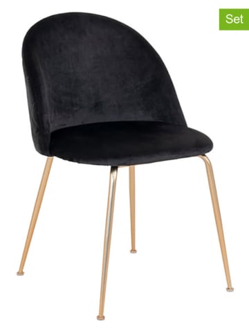 House Nordic 2er-Set: Stühle in Gold/ Schwarz - (B)52 x (H)51 x (T)78 cm