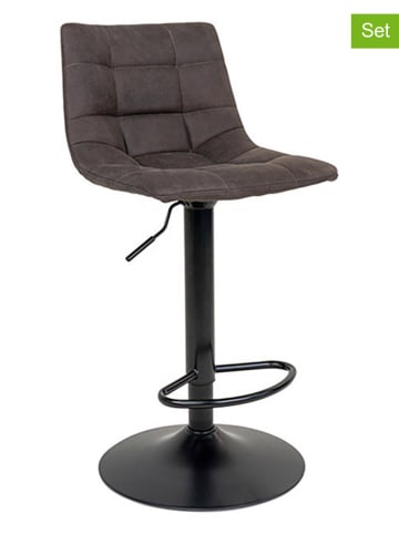 House Nordic 2-delige set: barkrukken donkergrijs - (B)43 x (D)43 cm