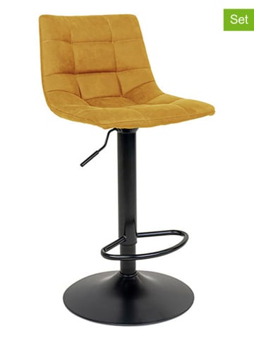 House Nordic 2-delige set: barkrukken geel/zwart - (B)43 x (D)43 cm