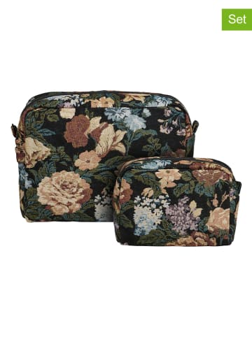 House Nordic 2er-Set: Kosmetiktaschen "Zoe" in Schwarz/ Creme