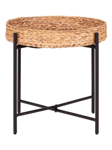 House Nordic Beistelltisch "Naro" in Hellbraun/ Schwarz - (H)50 x Ø 48,5 cm