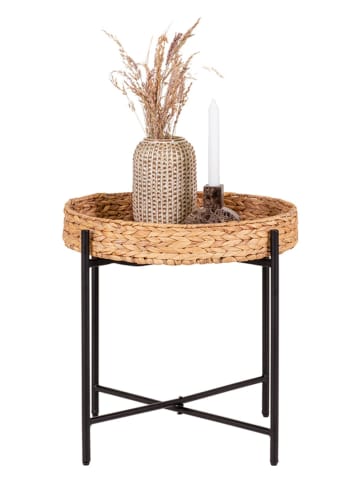 House Nordic Beistelltisch "Naro" in Hellbraun/ Schwarz - (H)50 x Ø 48,5 cm
