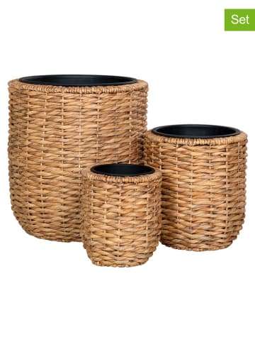 House Nordic 3er-Set: Pflanzgefäße "Hanoi" in Hellbraun