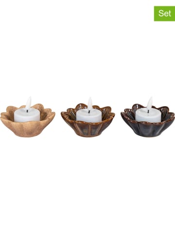 House Nordic 3-częściowy zestaw świeczników w kolorze beżowo-brązowym - Ø 8,5 cm