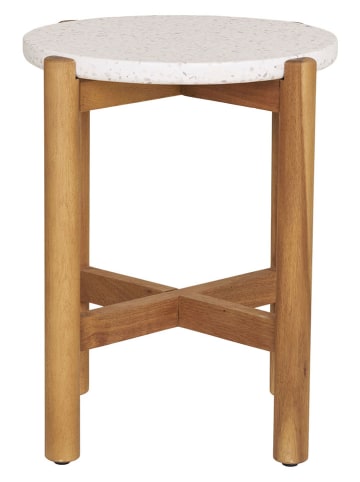 House Nordic Bijzettafel "Terracina" lichtbruin/wit - (H)46 x Ø 37 cm