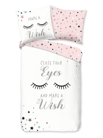 Good Morning Komplet pościeli renforcé "Snooze" w kolorze biało-jasnoróżowym