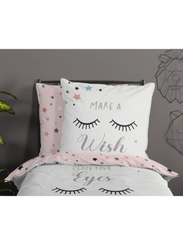 Good Morning Komplet pościeli renforcé "Snooze" w kolorze biało-jasnoróżowym