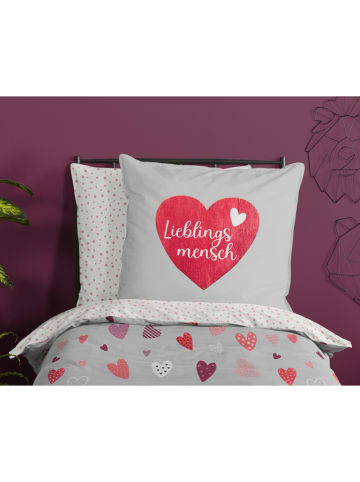 Good Morning Renforcé-Bettwäsche-Set "Hearts" in Weiß/ Pink