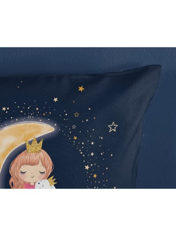 Good Morning Renforcé beddengoedset "Cara" donkerblauw/lichtroze