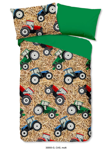 Good Morning Bettwäsche-Set "Cas" in Grün/ Hellbraun