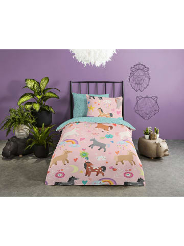 Good Morning Beddengoedset "Horses" lichtroze/meerkleurig