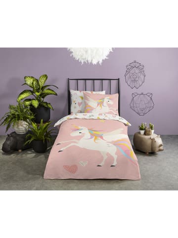Good Morning Bettwäsche-Set "Unicorn" in Rosa/ Bunt