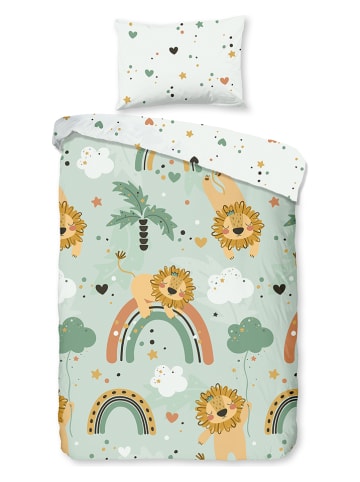 Good Morning Bettwäsche-Set "Lions" in Grün/ Bunt