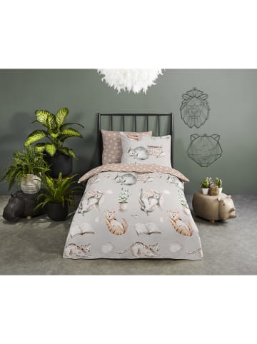 Good Morning Bettwäsche-Set "Catlife" in Beige