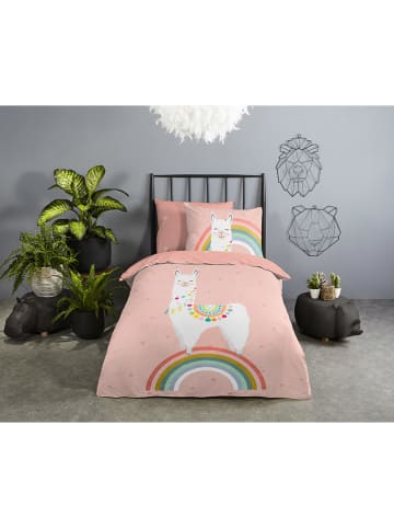 Good Morning Beddengoedset "Llama" lichtroze