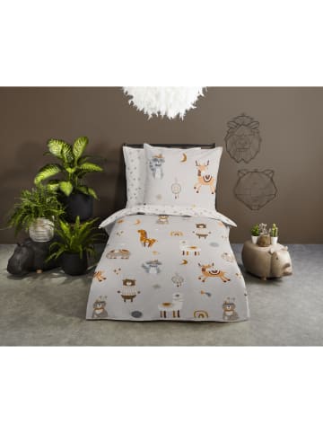 Good Morning Bettwäsche-Set "Woody" in Hellgrau/ Weiß