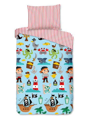 Good Morning Komplet pościeli "Caribbean" w kolorze miętowo-czerwonym