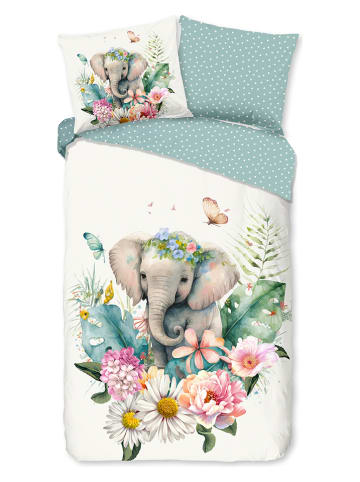 Good Morning Perkal beddengoedset "Eli" wit/mintgroen