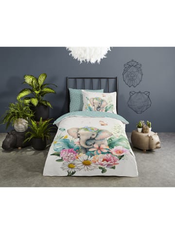 Good Morning Perkal beddengoedset "Eli" wit/mintgroen