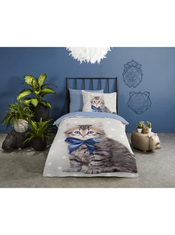 Good Morning Bettwäsche-Set ''Mae'' in Blau/ Hellgrau