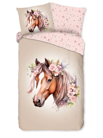 Good Morning Komplet pościeli "Avera" w kolorze beżowo-jasnoróżowym