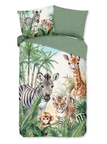 Good Morning Bettwäsche-Set "Thabo" in Grün/ Hellbraun