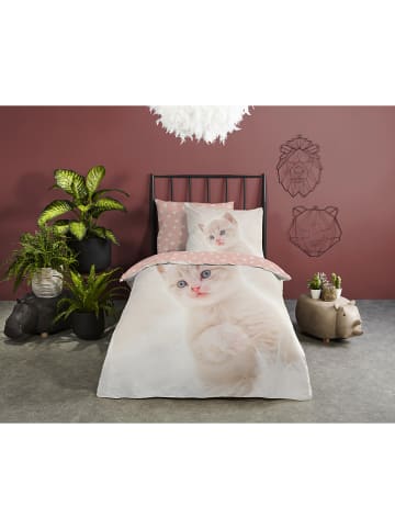 Good Morning Bettwäsche-Set "Catty" in Creme/ Rosa