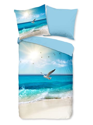 Good Morning Komplet pościeli "Sealife" w kolorze błękitnym