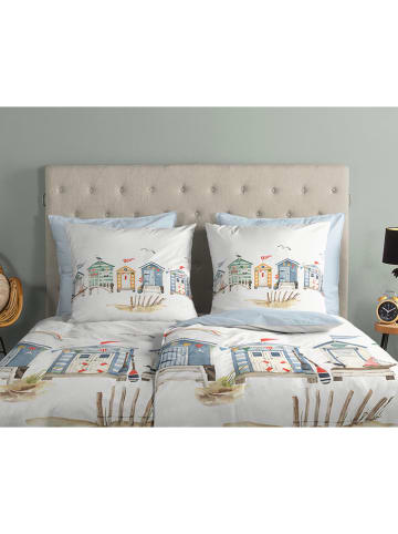 Good Morning Beddengoedset "Vacation" lichtblauw/crème