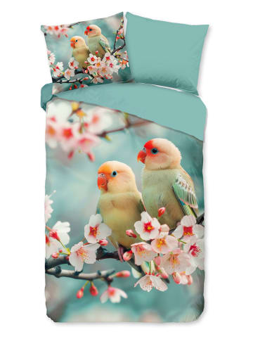 Good Morning Renforcé beddengoedset "Chibi" turquoise