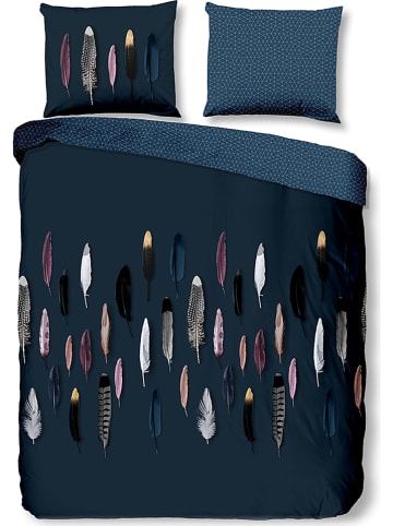 Good Morning Beddengoedset "Feathers" donkerblauw