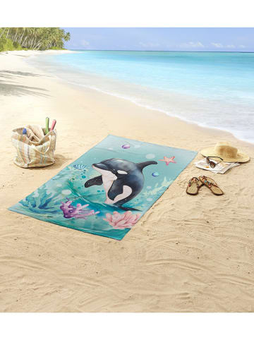 Good Morning Ręcznik plażowy "Splash" w kolorze miętowo-granatowym