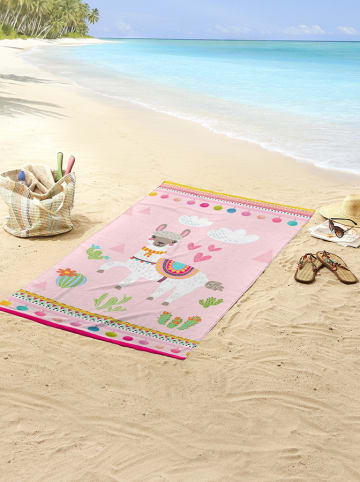 Good Morning Strandtuch "Lama" in Rosa