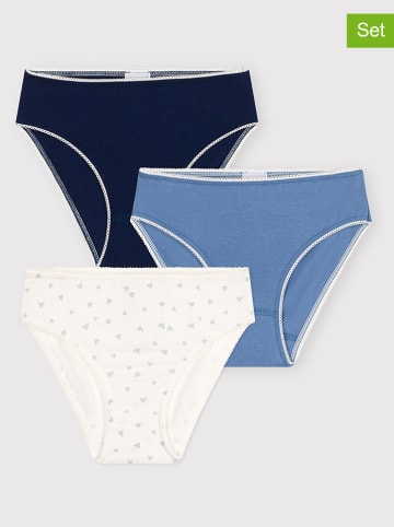 PETIT BATEAU 3er-Set: Slips in Dunkelblau/ Blau/ Weiß