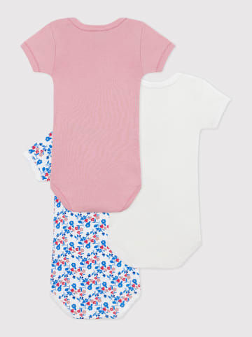 PETIT BATEAU 3er-Set: Bodys in Rosa/ Weiß