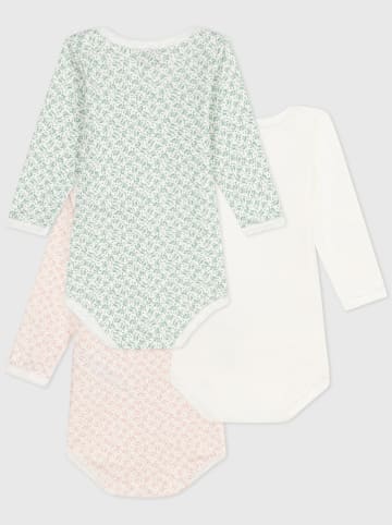 PETIT BATEAU 3er-Set: Bodys in Rosa/ Grün/ Weiß